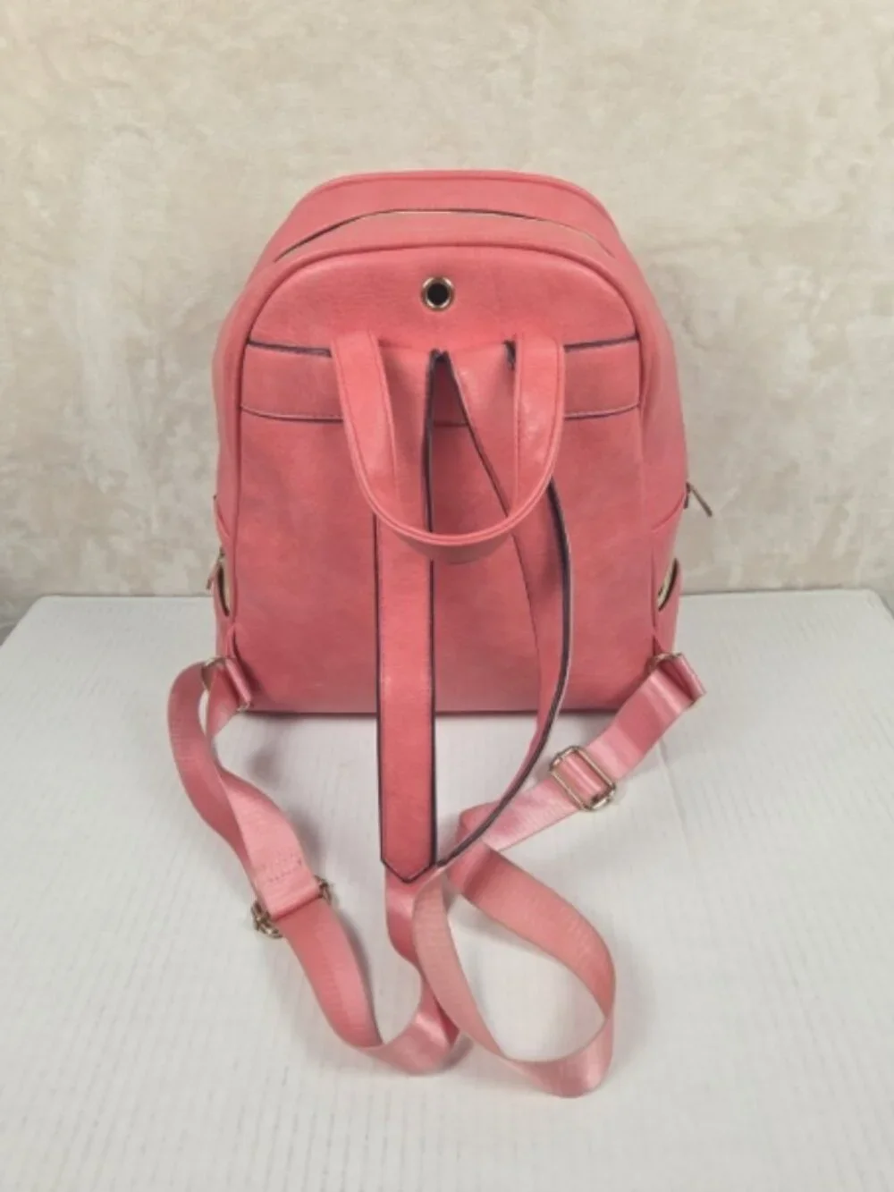 Pink Faux Leather Backpack 13x12x6